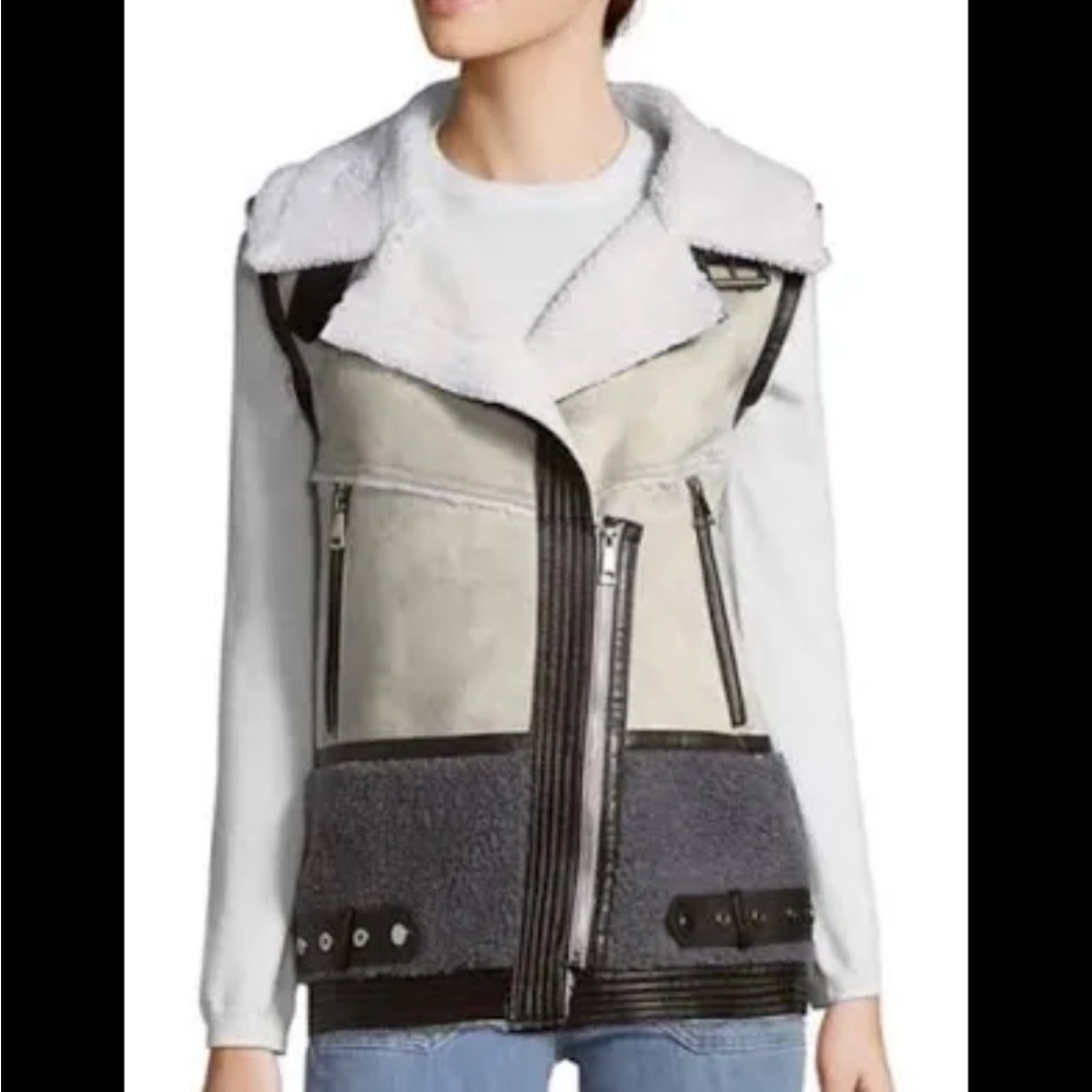 Stella + Lorenzo Faux suede and fuzzy vest
